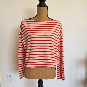 LNA Red and White Striped Long Sleeve Top